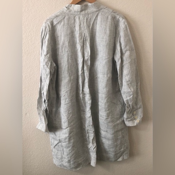Eileen Fisher Organic Linen Slub Check Soft White Jacket - Size Large - Picture 4 of 6